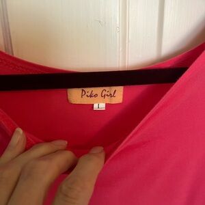 Piko Girl Hot Pink Long Sleeve Top Size L Soft Stretchy